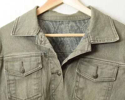 Vintage DG2 Diane Gilman Jacket XL, Reversible Stretch Denim, Green Snake Nice - Image 1 of 4