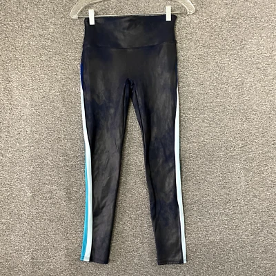Spanx Women's Size Small Blue Side Stripe High Waisted Faux Leather Leggings - Imagem 1 de 4