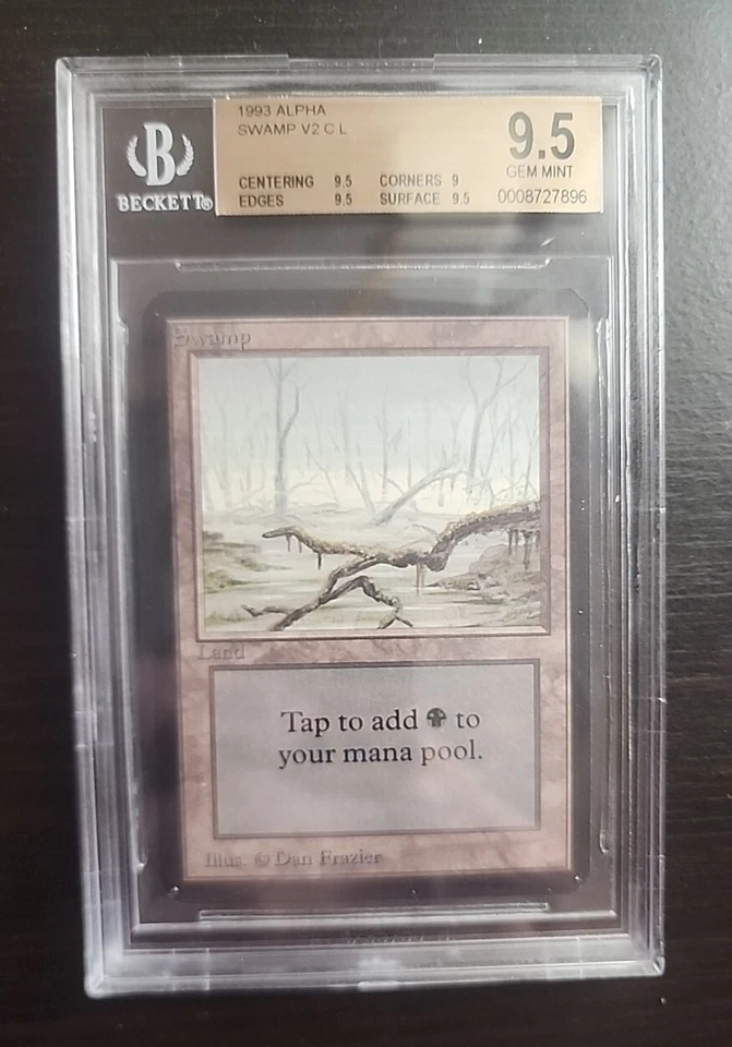 1993 MTG Magic The Gathering ALPHA Swamp Beckett BGS 9.5 GEM MINT FREE SHIPPING  - Image 1 of 2