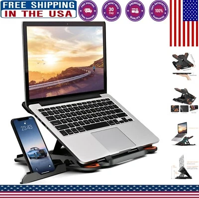 Soporte multiángulo para computadora portátil con soporte para teléfono incorporado - Perfecto para todos los dispositivos Foto 1 de 4