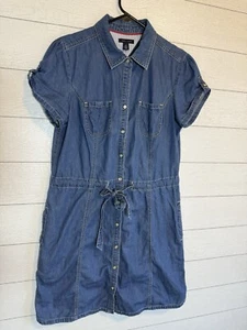 Tommy Hilfiger Denim Kleid mit Knopfleiste und Druckknopfleiste Größe Large Damen Y2K - Bild 1 von 3
