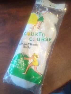 Calcetines De Colección Nuevo de Lote Antiguo Tenis Nylon Corte Bajo Blanco Pom Pom Golf Orlon Acrílico EE. UU. AÑOS 80 90 Foto 1 de 4