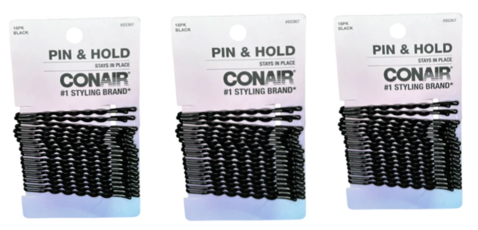 SCUNCI 55367 Black Styling EssentialsTM Bobby Pins 18 Count Conair