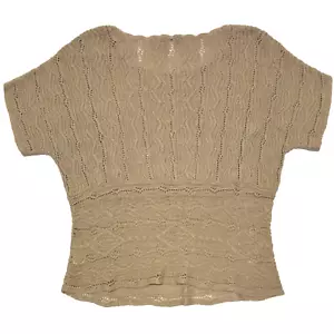 Maglione pullover Coldwater Creek manica corta maglia leggera tessuto largo marrone 1X - Foto 1 di 13