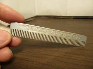 Vintage Aluminum Pocket Comb " CHICAGO TAILORING CO.  -  4" Long - Shaving Comb - Picture 1 of 2