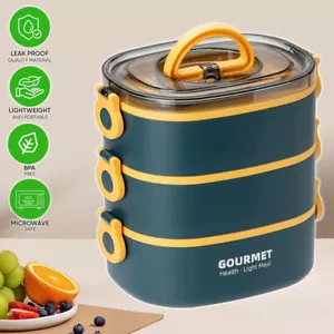 Stapelbar Bento Box Auslaufsicher Brotdose 2000ml Lunchbox Aufbewahrungsbehälter - Bild 1 von 12