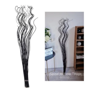 Black Twisted Spiral Willow Twigs Branches Bunch Tall Palm Leaf Filler 115-120cm - Picture 1 of 16
