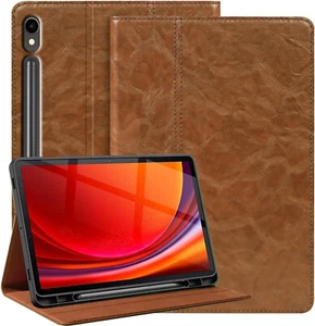 Gexmil Leather Case Galaxy Tab S8/S7 11" w/ Pencil Holder Kickstand Khaki - Picture 1 of 7