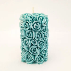 THREE Rose Pilllar Love Candles Unscented and Hand Made Candles Home Made Candle - Picture 1 of 18