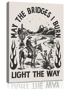 Western Cowboy Canvas Wall Art Vintage Cowboy Horses Paintings Ranch Desert W... - Picture 1 of 7