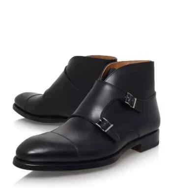 Handmade men black boots, double monk strap boot, men leather boots formal dress - Image 1 of 4