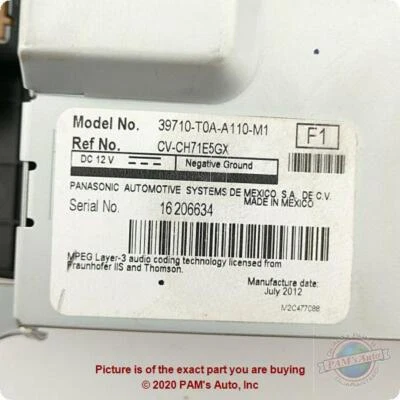 Tela de infotainment central frontal usada serve: 2012 Honda Cr-v display painel superior - Imagem 1 de 4