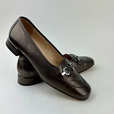 Mocasines Salvatore Ferragamo De Colección Para Mujer Nappa Gancini Bit Bronce Marrón Talla 7B Foto 1 de 4