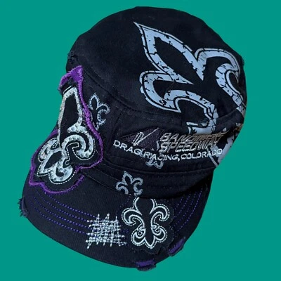 Bandimere Speedway Drag Racing Hat Womens Adjustable Blue Rhinestone Y2K Cap - Image 1 of 4