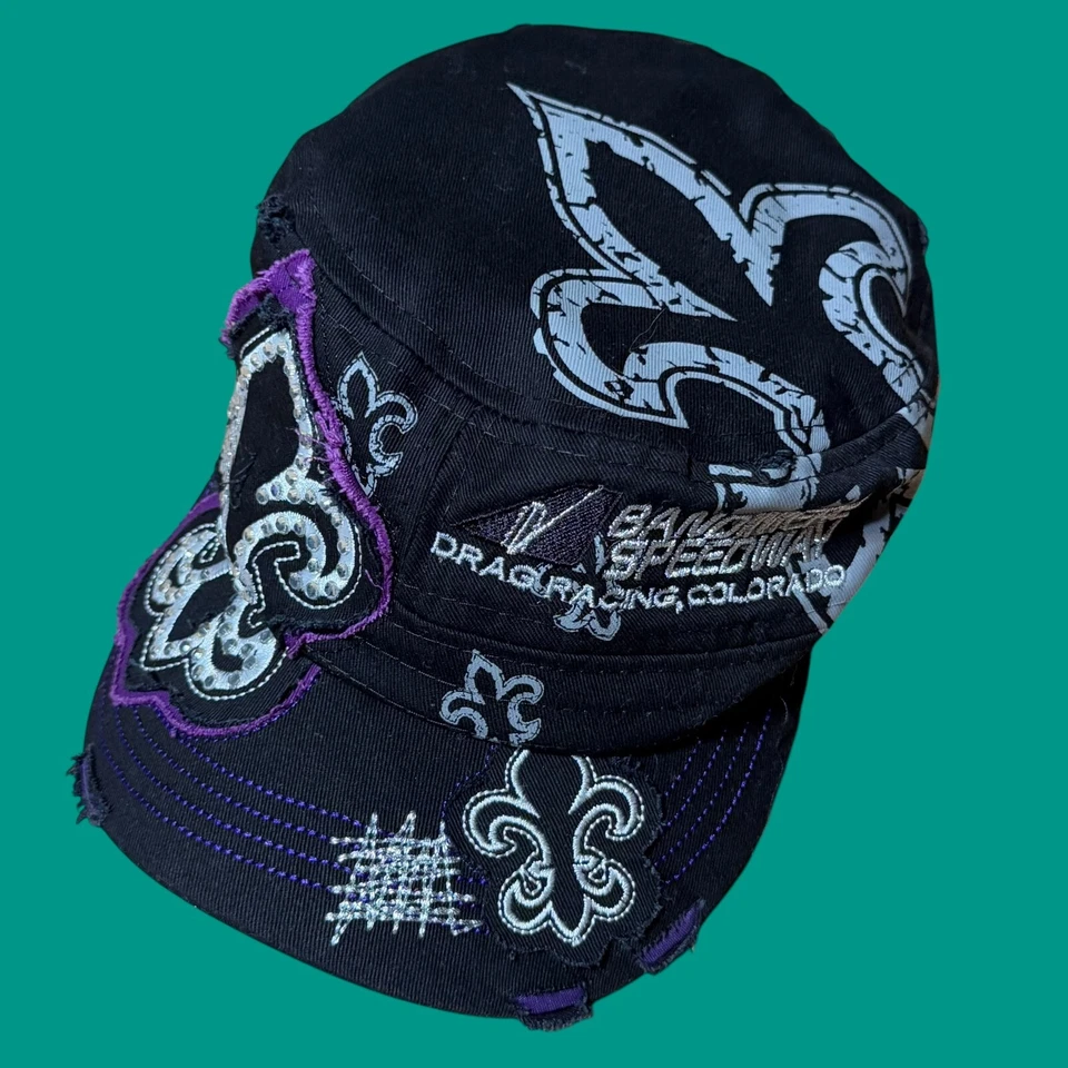 Bandimere Speedway Drag Racing Hat Womens Adjustable Blue Rhinestone Y2K Cap - Image 1 of 4