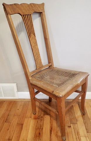 Antique Birdseye Maple Side Chair with Cane Seat & Slat Back Cover