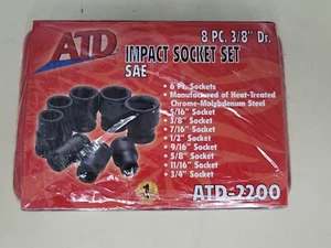 NEW ATD # ATD-2200 8 PIECE 3/8" DRIVE 6 PT SAE IMPACT SOCKET SET - Picture 1 of 4