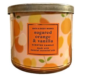 SUGARED ORANGE VANILLA CANDLE 3 WICK 14.5 OZ BATH BODY WORKS WHITE BARN NEW - Picture 1 of 3