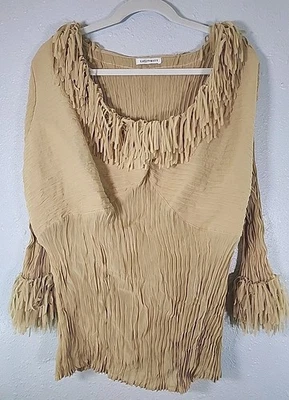 Blusa Top Kaelyn Max II Crudo Gasa Crepé 3X Volantes Nueva con Etiquetas Foto 1 de 4