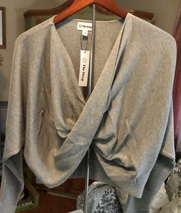 The Drop M Sweater Twist- Front Crop Top Ribbed Knit Medium Light Gray Nice Soft - Picture 1 of 10