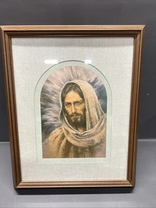 Jesus~ Double Matted Picture~K. Maroon~ Vintage Large Wood Frame 13 x 16 - Picture 1 of 3