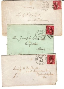 19th Century Fancy Cancels COVERS  Lot of 3 incl Shoeprints. Neat! - Picture 1 of 2