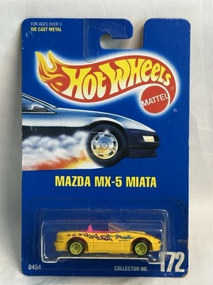 Mattel Hot Wheels Mainline 1991 amarillo Mazda MX-5 MIATA convertible ruedas verdes Foto 1 de 4