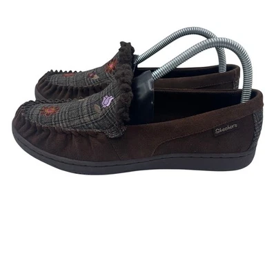 Zapatillas de casa Skechers de cuero sintético forradas de piel marrón chocolate para conducir mujeres 8,5 Foto 1 de 4