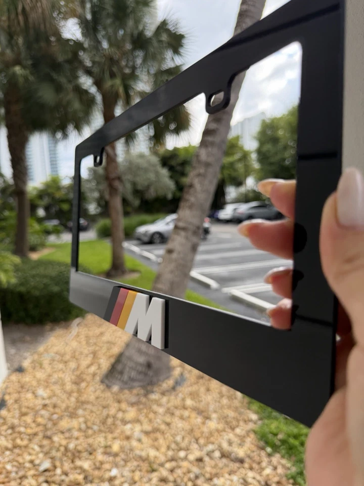 Bmw M German Flag 3D Handmade Logo License Plate Frame–Glossy Black,Made in USA - Image 1 of 4