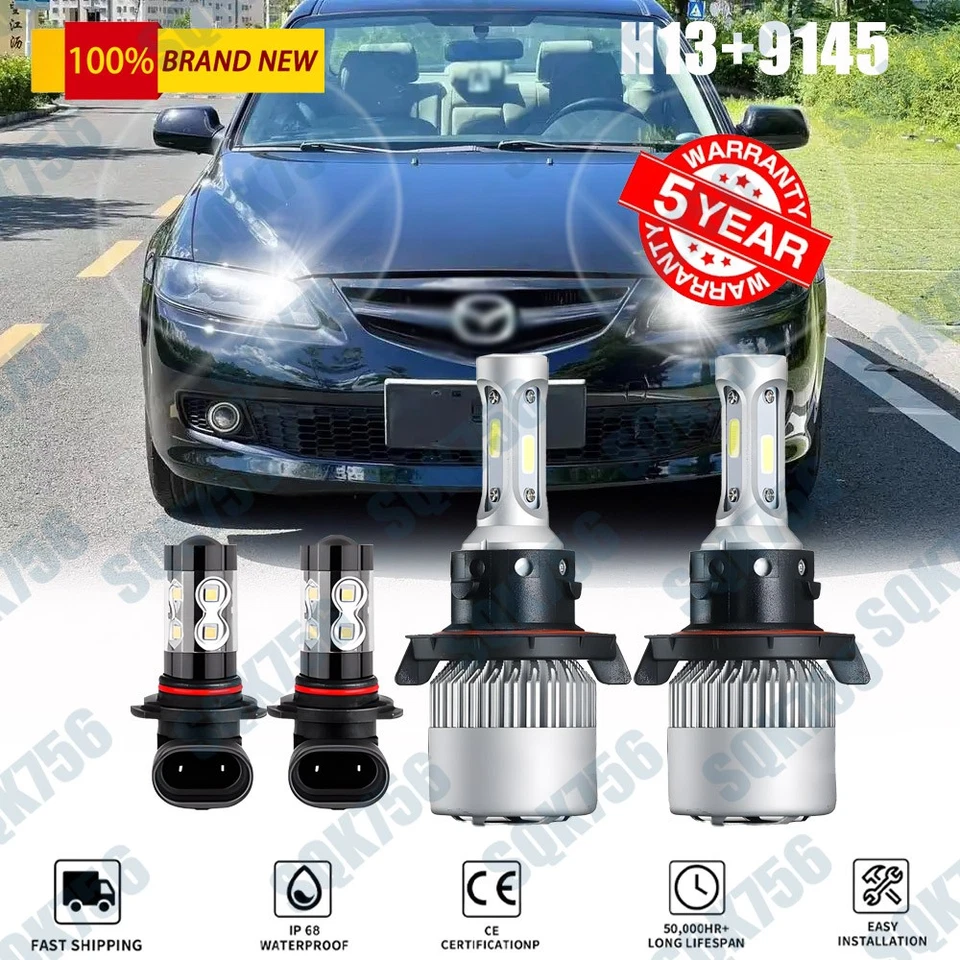 Combo de faros LED altos/bajos + faros antiniebla 6000K para Mazda Tribute 2008-2011 Foto 1 de 4