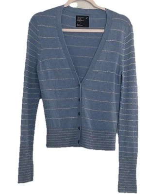 Cárdigan American Eagle Azul Polvo M Rayas Preppy Años 90 Y2K Academia Náutica Foto 1 de 4