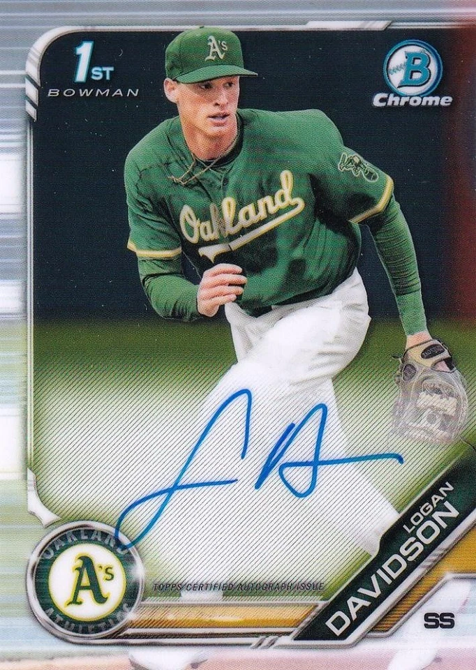 2019 Bowman Draft Oakland Athletics Logan Davidson Chrome Draft Pick Autographs - Image 1 of 1