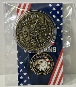 10 SETS *Veteran Gift Sets*  Challenge Coin & Carded Pin-FREE SHIPPING - Picture 1 of 4