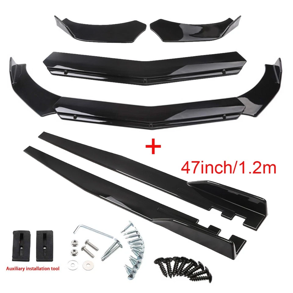 Gloss Black Front Bumper Lip Spoiler + Side Skirt For Subaru Impreza WRX STI BRZ - Изображение 1 из 4