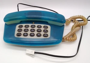 Retro 1990s Geemarc Jellies Blue Translucent Corded Landline Telephone - Picture 1 of 11
