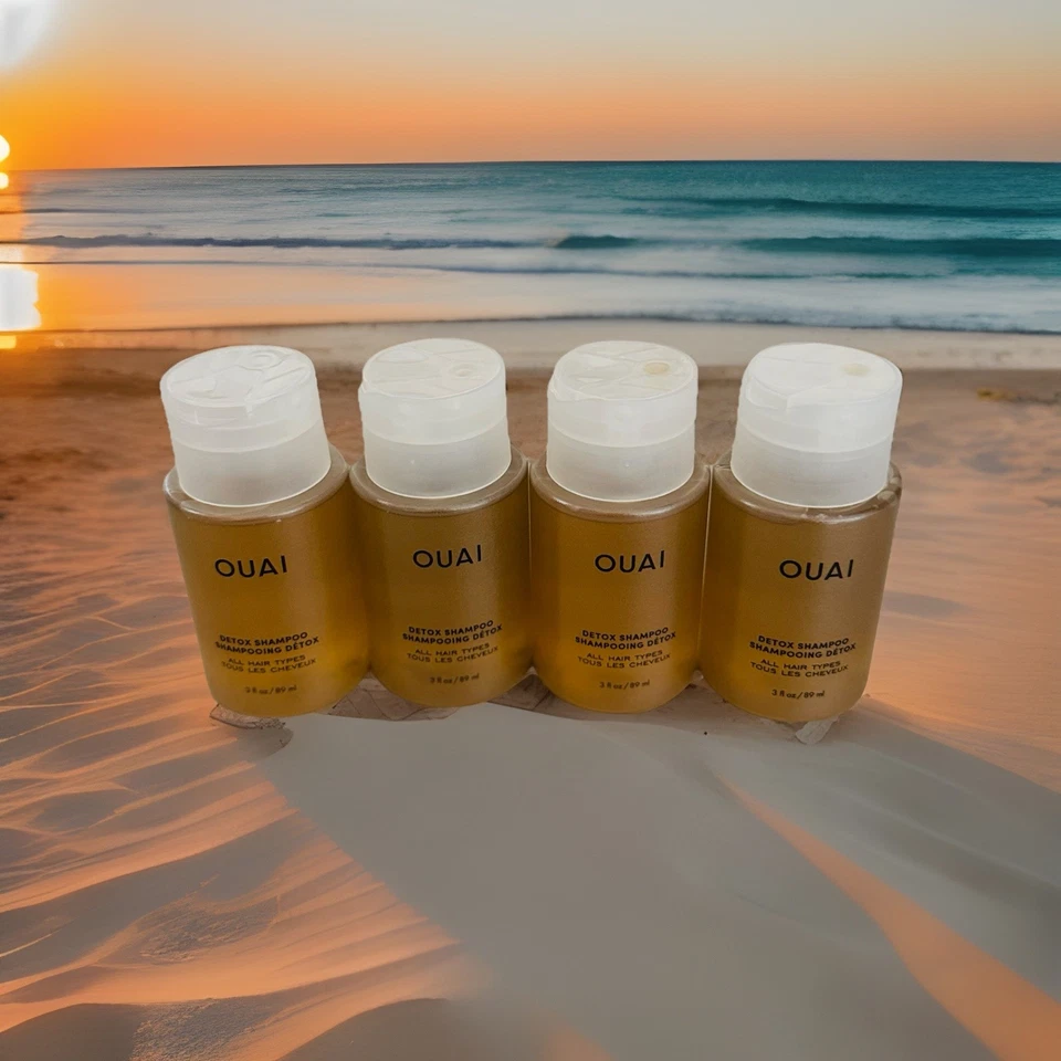 4 x CHAMPÚS DETOX OUAI tamaño de viaje 3 oz cada uno con vinagre de sidra de manzana 12 oz en total Foto 1 de 1