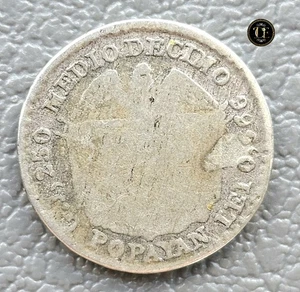 1875 -1/2 Decimo Real Colombia Silver Coin, Low Mint, Tiny, ¡VERY RARE & SCARCE! - Picture 1 of 6