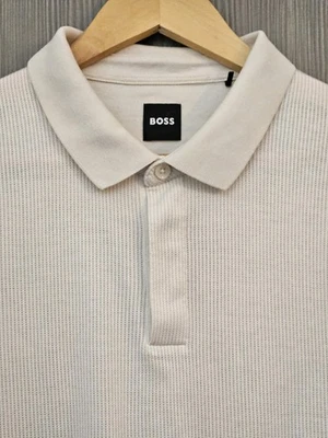 Hugo Boss Long Sleeve Polo, Cream, Large In Immaculate Condition - Image 1 of 4