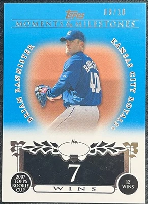 Topps Moments and Milestones Brian Bannister 2008 azul 12 victorias copa de novato #08/10 Foto 1 de 2