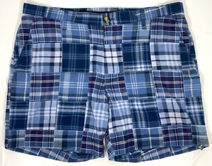 Pantalones Cortos Crown & Ivy PATCHWORK MADRAS CUADROS Azul Bermudas Motion Flex Hombres 38 x 7" - Imagen 1 de 21