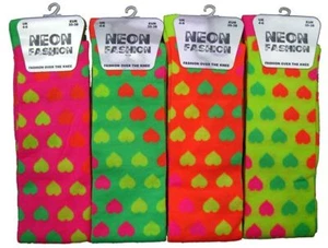 Damas Niñas Miss Phoebe Sexy Neón Caramelo Diseño Corazón Sobre la Rodilla Calcetines 1pp - Imagen 1 de 1