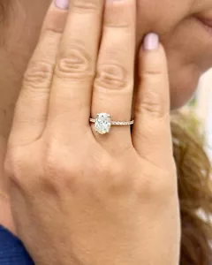 14K White Gold Oval Moissanite And Natural Diamonds Engagement Rring Bridal 1.70 - Picture 1 of 14