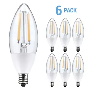 6 Pack Vintage LED Dusk to Dawn 120V 5W 60W B11 Candelabra E12 2700K Warm White - Picture 1 of 10