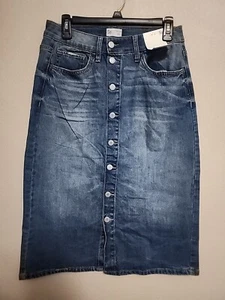 SO Kohl's 11/30W Denim Cotton Spandex Midi Jean Skirt  - Picture 1 of 10