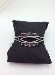 LUCKY BRAND Pave Hematite Silver-Tone Openwork Cuff Bracelet $49 #148a - Picture 1 of 11