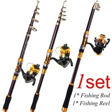 Fishing Rod & Reel Combos Telescopic Saltwater Freshwater Spinning Pole Metal