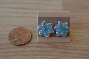 2.50ct AAAA Aqua Blue Grandidierite Floral Earrings Platinum over Fine Silver - Picture 1 of 9