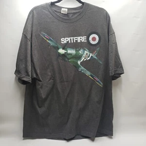 Spitfire Shirt Mens 2XL Gray Retro WWII Planes Labusch Skywear 1990's - Picture 1 of 11