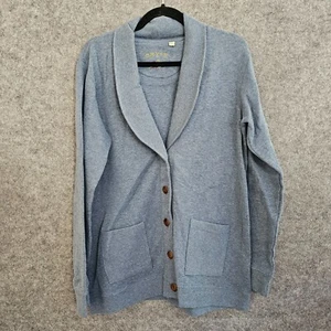Orvis Cardigan Mens Size M Blue 100% Cotton Knitted Sweater Shawl Collar Button - Picture 1 of 6