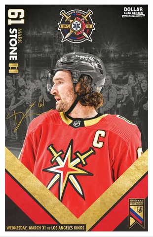 Mark Stone game poster 3/31/21 vs. Los Angeles Kings measures 11 by 17 Cover